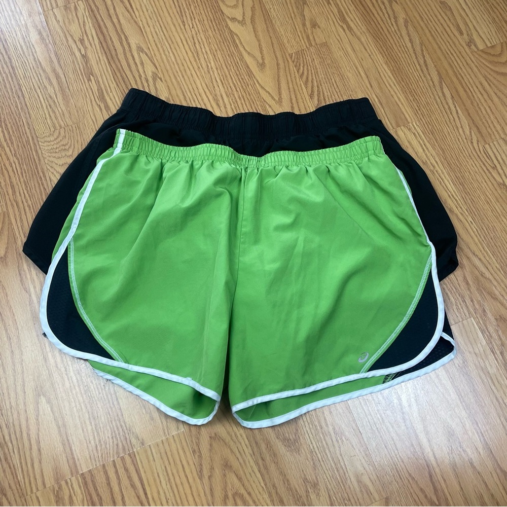 Asics Lime Green and Black Women's Athletic Shorts